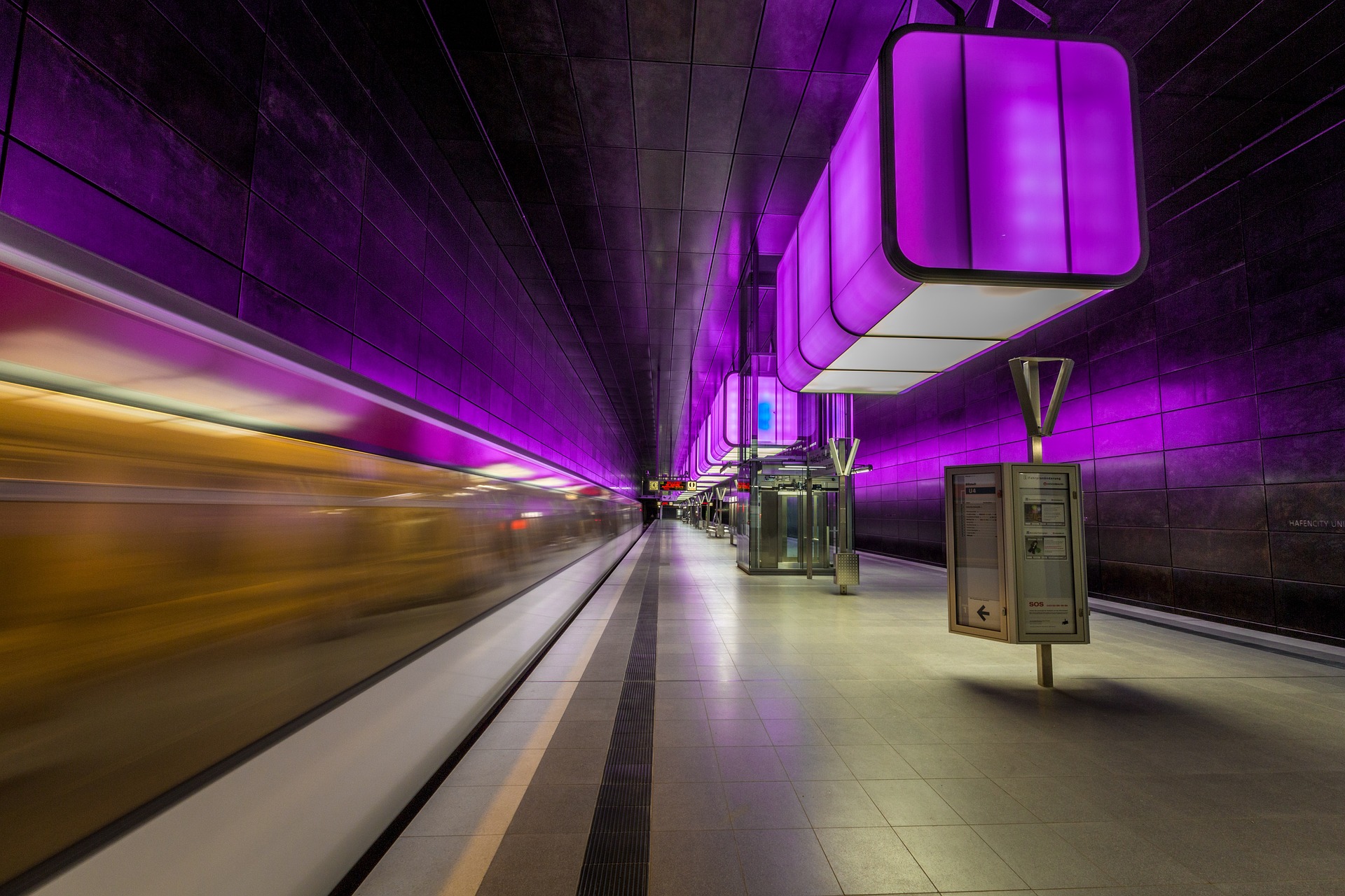 purple subway platform